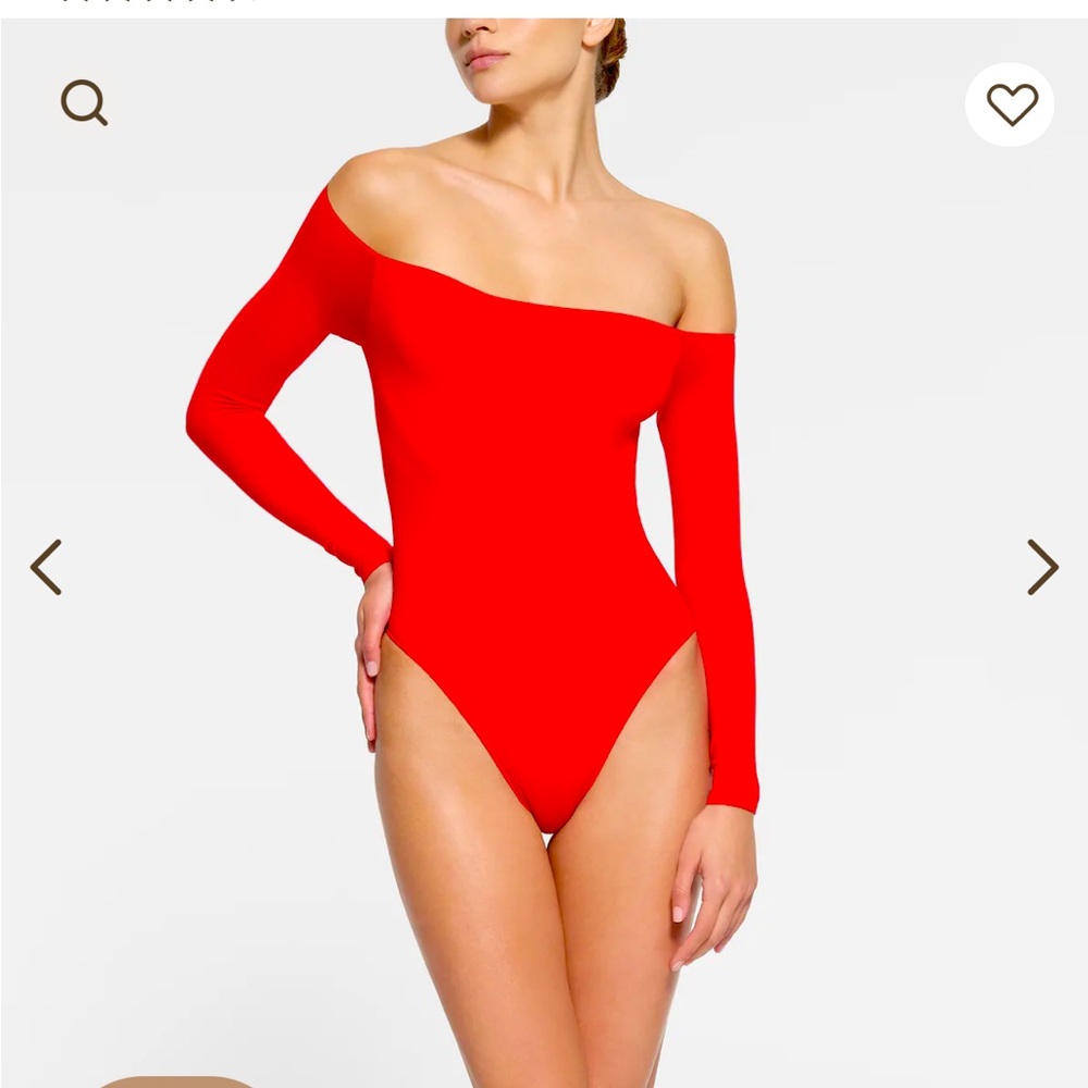 Skims essential body suit off the shoulder- NWT- xxs/xs- red sold out!
